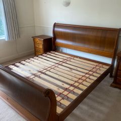 King size sleigh bed and 2 side cabinets