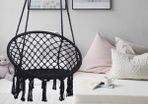 NEW Black Tassels Hanging Chair Hammock with Cushion