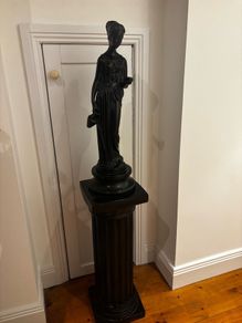 Ceramic Grecian lady and stand