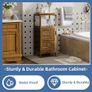 Bathroom Cabinet, Bamboo Floor Cabinet Free Standing, 4 Tier Sofa Side Storage Cupboard for Living Room Kitchen Bedroom, Walnut Image 4