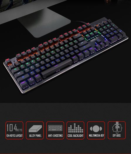 New IMICE MK-X80 USB Wired Luminous Lit Mechanical Gaming Keyboard Black
