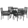 Garden Dining Set 5 pcs Black Poly rattan Image 3