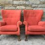 A pair of Chippendale Revival Country House wingback armchairs on Ball & Claw feet. Image 2