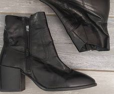 black leather ankle boots size 6 wide fit