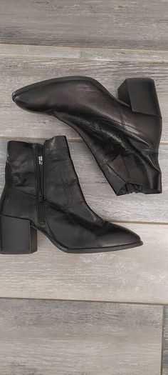 black leather ankle boots size 6 wide fit