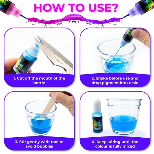 16 Highly Concentrated Resin Pigment Liquid Dye by Bik Bok Creations - 16 Epoxy Colours Lightfast Intense and Inter-mixable, Perfect for Jewellery Making and Other DIY Arts and Crafts (FREE POSTAGE)