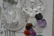 Butterfly box of crystals.Glass dish,Crystals,Gift