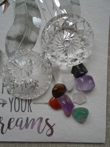 Butterfly box of crystals.Glass dish,Crystals,Gift