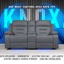 Knox 2 Seater Dark Grey Electric Leather Recliner Sofa Image 2
