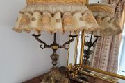 Early 20th century french brass bouillotte lamp with original shade