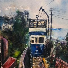howth tram watercolour