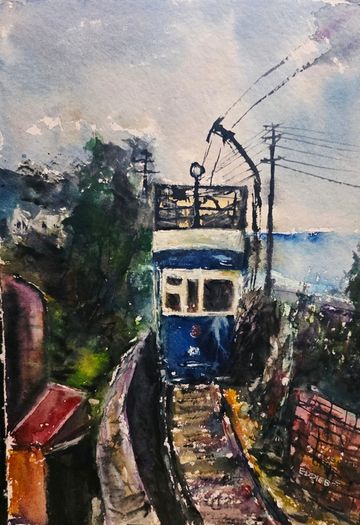 howth tram watercolour