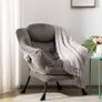Armchair Comfy Chair Living Room Armchair Velvet Chair Accent Chair Reading Chair Relax Arm Chair Lounge Chair Bedroom Chair with Steel Frame, Dark Grey Image 3