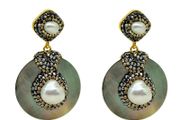 R'Laith Natural pearl shell earrings for women vintage round shape