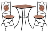 3 Piece Mosaic Bistro Set Ceramic Tile Terracotta