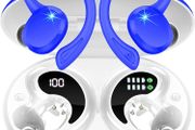 Rulefiss Q38 Bluetooth headphones wireless sport, 48 hours in-ear headphones Bluetooth 5.3, IP7 waterproof wireless headphones with microphone for HD calls, 13 mm driver, immersive deep bass earphones, LED display earphones