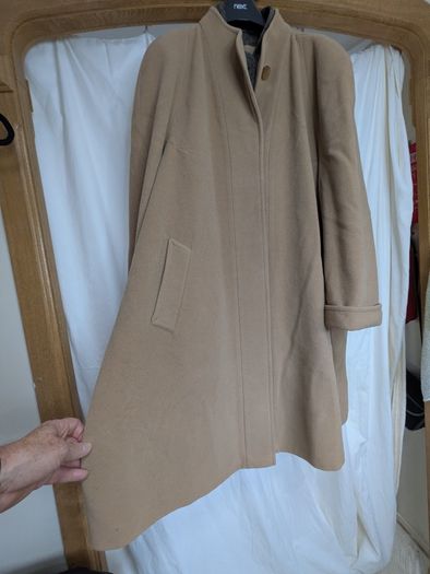 Camel Wool Blend Long Swing Coat  Size Approx UK 20 to 22