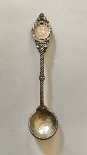 Antique Portuguese Silver Coin Souvenir Spoon