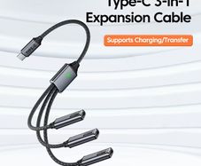 Usb/Type C 3-In-1 Expansion Cable, USB Splitter Charging Transfer Converter Cable, Universal OTG Adapter Cable for Iphone for Samsung