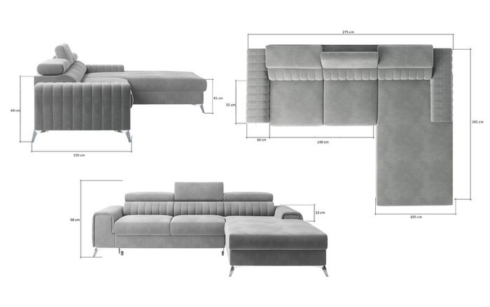 Luxury couch beautiful design corner sofa bed GRAYS