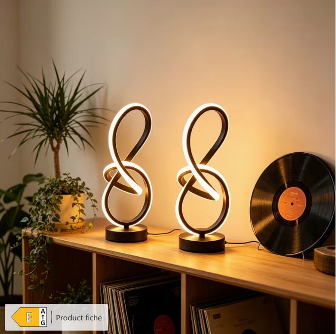 2 Unique Spiral-designed Desk Lamps with USB-powered Three-color Adjustable Warm and Romantic LED Lights, Suitable for Bedroom, Living Room, Study, and Hotel Room Bedside Decoration