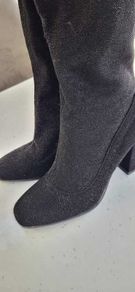 Black Lurex Stretchy Over the Knee Boots Sz 41 (Fit 7-7.5UK) - Rrp 60
