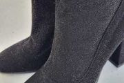 Black Lurex Stretchy Over the Knee Boots Sz 41 (Fit 7-7.5UK) - Rrp 60