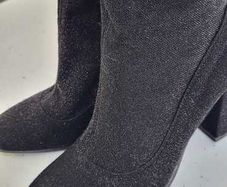Black Lurex Stretchy Over the Knee Boots Sz 41 (Fit 7-7.5UK) - Rrp 60