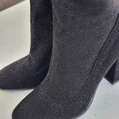Black Lurex Stretchy Over the Knee Boots Sz 41 (Fit 7-7.5UK) - Rrp 60