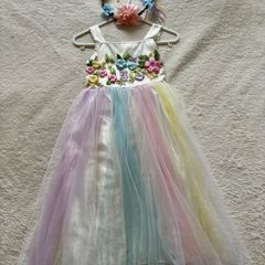 Floral Dress with head piece Age 3-4 years