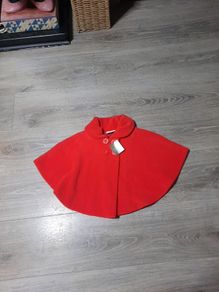 red fleece baby girl cape from next