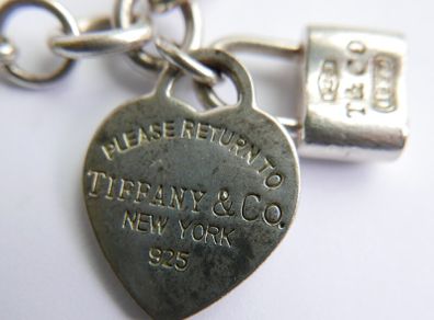 Return to Tiffany Heart Tag Bracelet in Sterling Silver with Heart Tag a Padlock length 7,5" - 33,22g