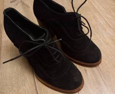 Black Suede Lace-Up Block Heel Boots