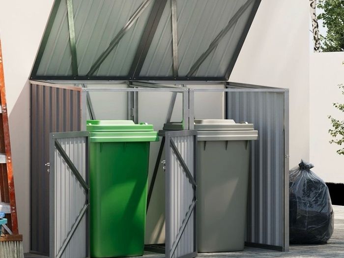 Double Metal Wheelie Bin Shelter Shed Storage