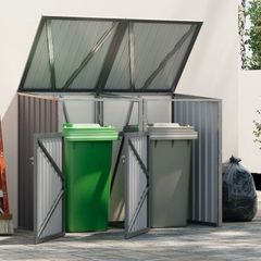 Double Metal Wheelie Bin Shelter Shed Storage
