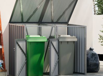Double Metal Wheelie Bin Shelter Shed Storage