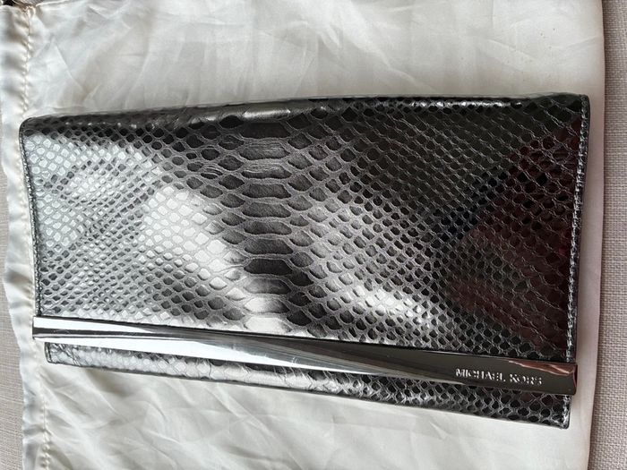 Michael Kors metallic snakeskin effect clutch bag