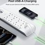 Extension Lead with USB Slots x 2 (2.4 A Shared), 8 Way/8 Plug Extension, 2m Surge Protected Power Strip - White Image 5