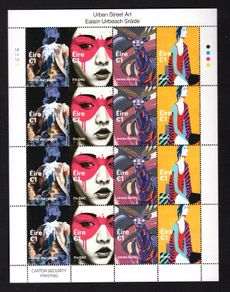 2017 Ireland Urban Street Art Commemorative Stamps Sheetlet Plate 1A1A1A1A Mint Never Hinged (MNH)