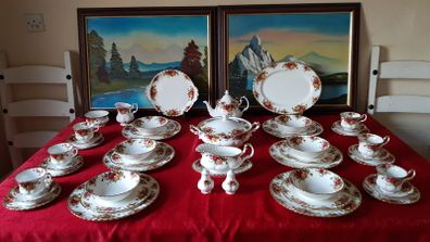 46 Piece Royal Albert Old Country Roses Bone China Dinner And Tea Service / Set For 6 Person Setting Made In England