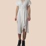 White & Gold Lace Dress with V-Neck and Ruffles  Size S Image 5