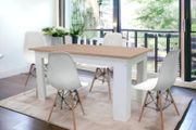 white and oak Style Wooden Dining Table with 4 Chairs White or Black Chairs