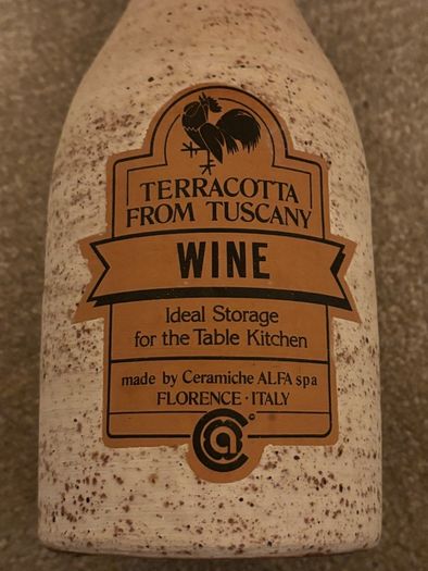 Terracotta From Tuscany Wine Ceramic Container/ Jar Florence Italy