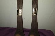 Olive wood and bone inlay salad spoon and fork