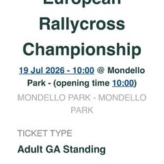 Mondello Ticket for European rallycross championship - sunday 19/7/26