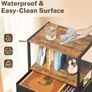 3 Tier Vinyl Storage Shelf with Turntable Holder, Side Table with Display Rack Up to 200 Albums, Rustic End Table with Drawer for Living Room, Black & Brown Image 4