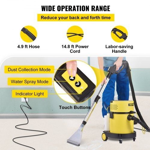 Wet Dry Vacuum Cleaner, 20.1 L 2 Peak HP, 4-in-1 Portable Shop Vacuum w/ Blow & Spray Function, Remote Control,