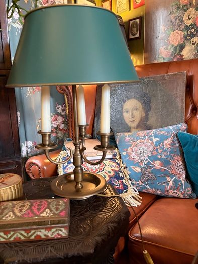 Vintage Bouillotte Toleware Lamp