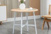 Dining table, industrial style, rounded design, stable up to 60 kg, 80 x 76H cm, Natural wood/White