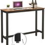 _Bar Table, Fine High Table, Kitchen Table, 120 x 40 x 100 cm, Dining Table, with Sturdy Metal Frame, Easy Assembly, Rustic Brown and Black Image 2